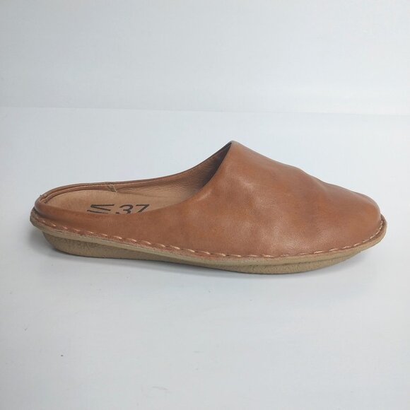 Vibae Shoes - Vibae Roma Leather Shoes Womens 6.5-7 EU 37 Clogs Cognac Brown Slip On Comfort.